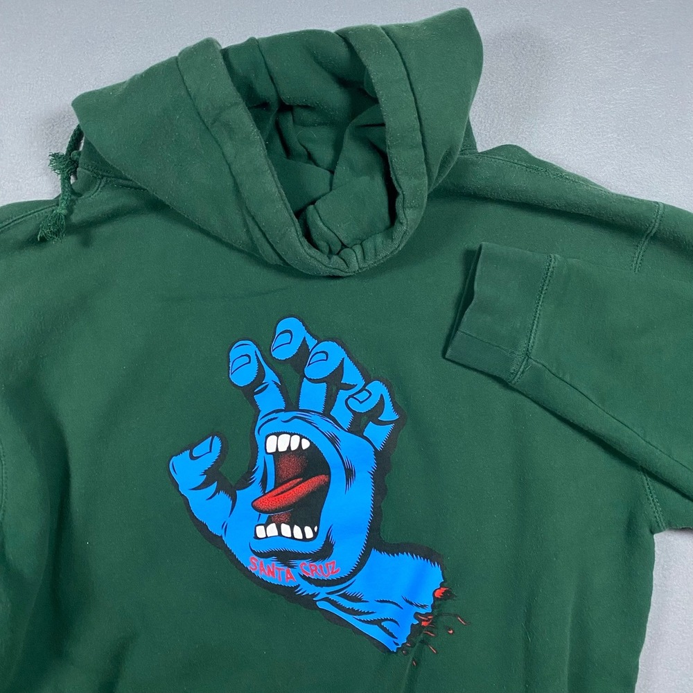 Santa Cruz Screaming Hand Hoodie Mens Large Green Pullover Skateboard Sweatshirt